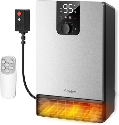 Wall Heater for Bathroom, 1500W Fast Heating Electric Space Heater by GiveBest