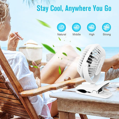 BESKAR Portable Clip on Fan Rechargeable, 4 Speeds Small Battery Operated Fans - Image 4
