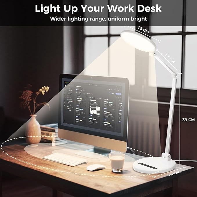 LED Desk Lamp for Home Office, Eye-Caring Desk Light for Video Call, Dimmable 3 - Image 5