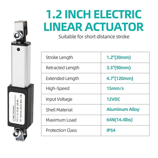 NORJIN 12V 1.2" Stroke Mini Linear Actuator, Speed 15mm/s Electric Linear - Image 2
