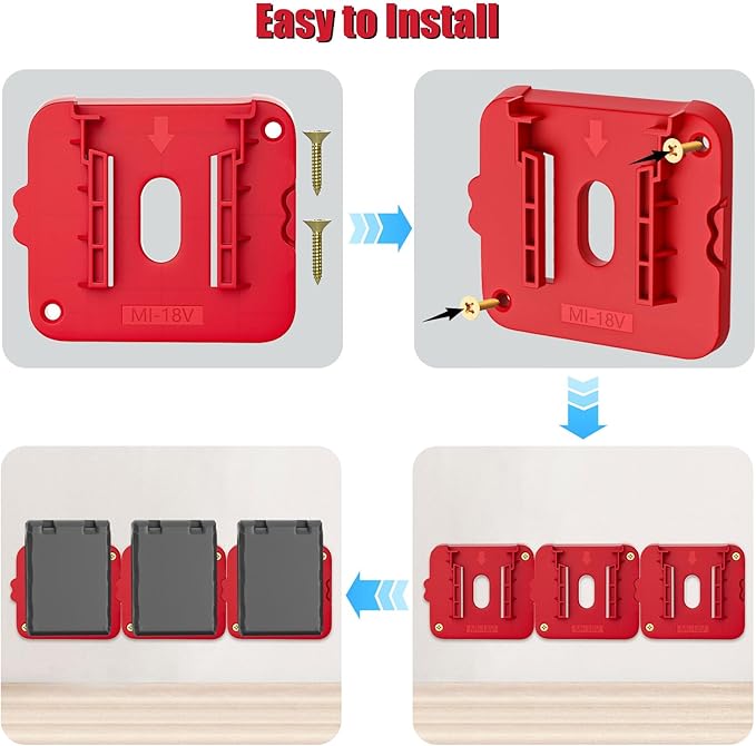 Battery Holder Compatible for Milwaukee 18V Battery, Wall Mount Batteries - Image 4