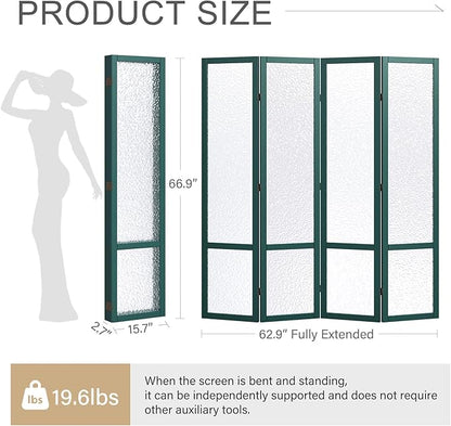 Acrylic Room Divider, 4-Panel Freestanding Partition Screen, Frosted - Image 2