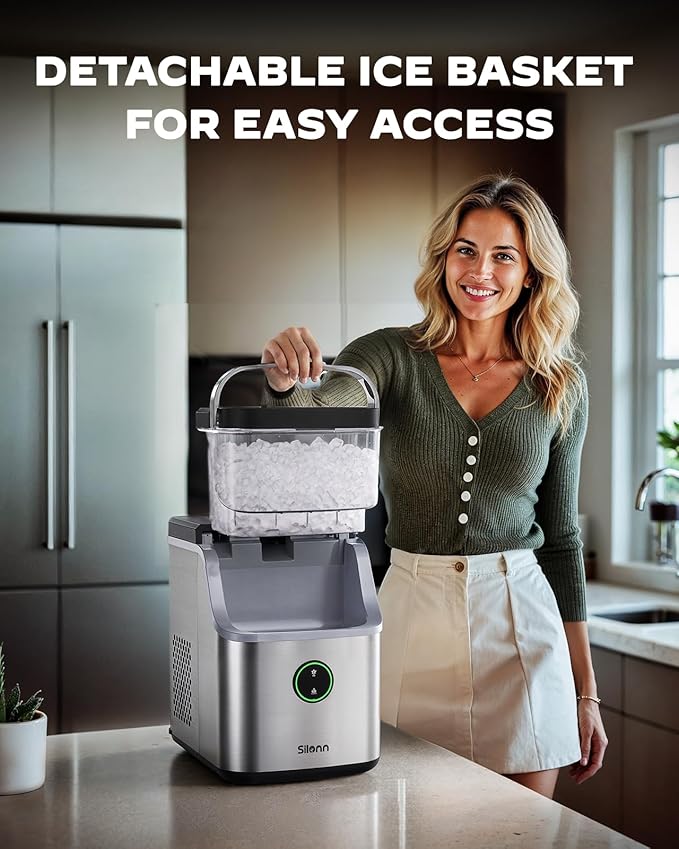 Silonn Nugget Ice Maker Countertop, Ice Basket - Image 2