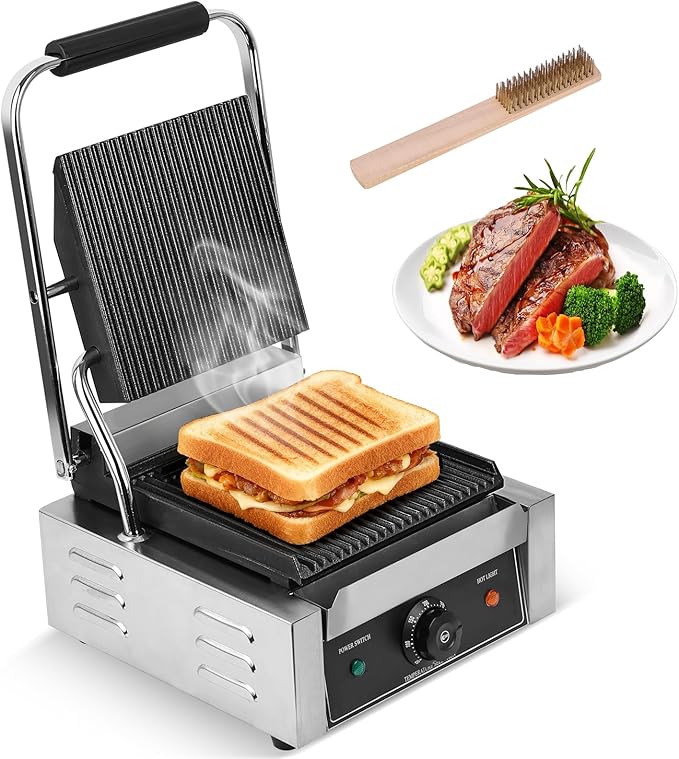 1800W Commercial Indoor Electric Grill & Panini Press by Unknown