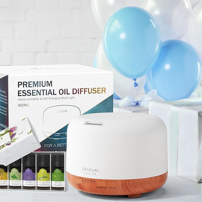 ASAKUKI Oil Diffuser with Essential Oils Set, 500ml Aromatherapy Humidifier - Image 6