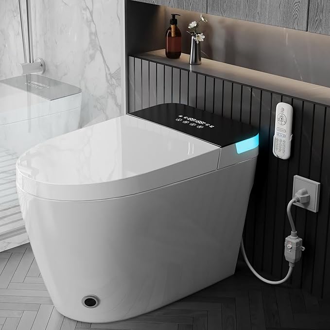 Smart Toilet with Bidet Built In with Warm Water Sprayer and Dryer, Foot Sensor - Image 9