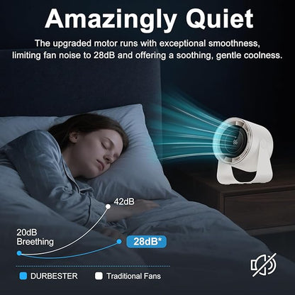 DURBESTER Small Desk Fan, 28dB Ultra-Quiet Desktop Air Circulator - Image 7