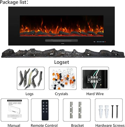 36" Electric Fireplace Inserts, Recessed & Wall Mounted Fireplace Heater - Image 9
