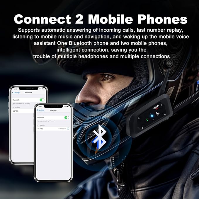 EJEAS V6 Pro Motorcycle Bluetooth Headset, Upgraded 2 Riders Intercom Helmet - Image 6
