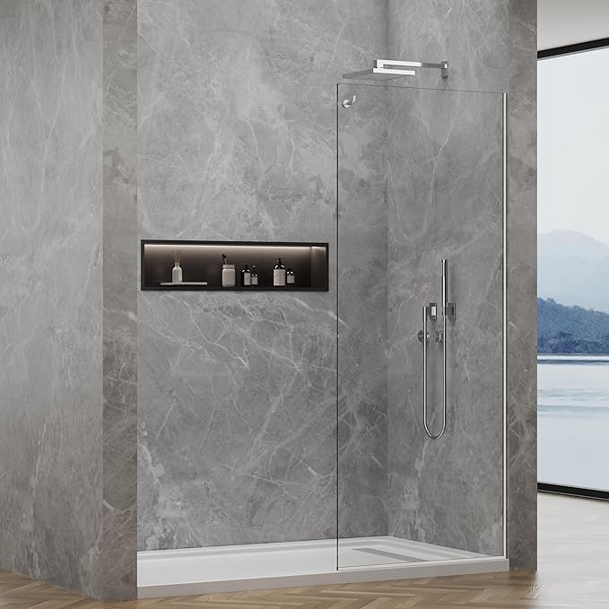 Shower Screen, 3/8" Tempered Glass, Shower Wall Panels, Fix Shower Glass Screen - Image 2