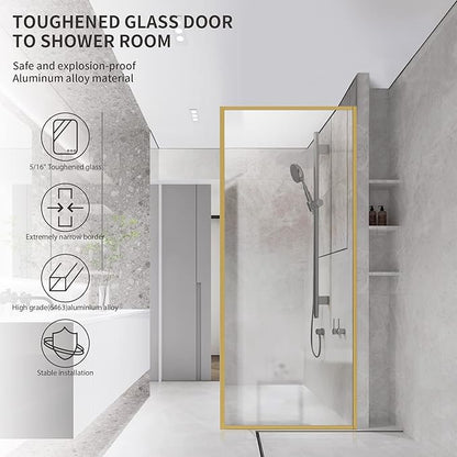 Bathroom Fixed Glass Shower Wall Panels, 34 in W x 74 in H Framed Tempered - Image 8