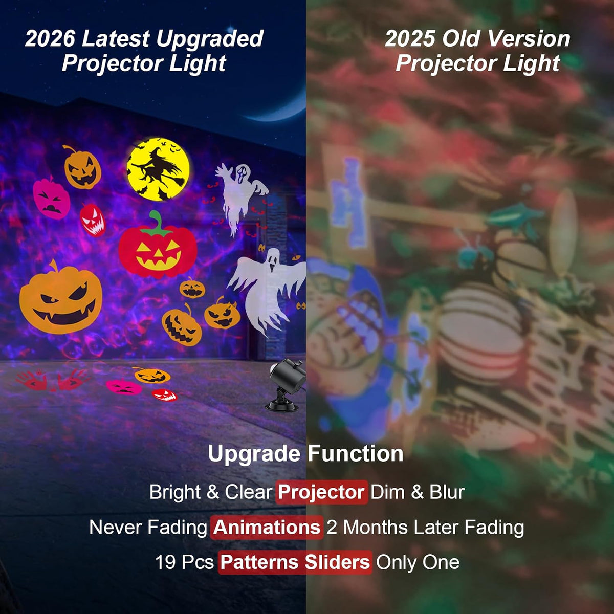 Brighter Halloween Projector Lights, 2026 Upgraded Halloween Decorations Holi...