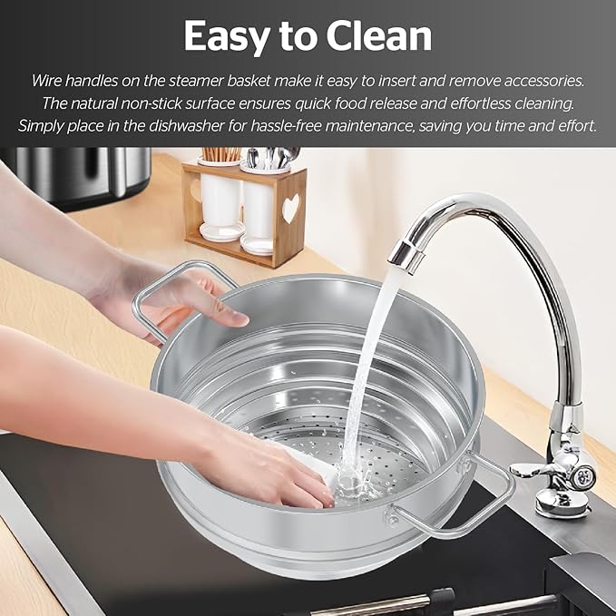 SUNHOUSE 5 Quart Stainless Steel Steamer Insert – Multi-Purpose Soup & Food - Image 7