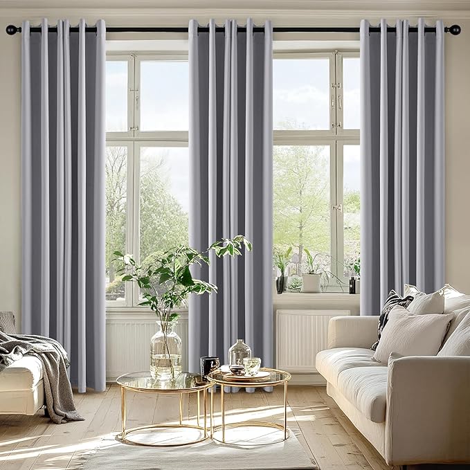 MIULEE Light Grey Blackout Curtains - Image 6