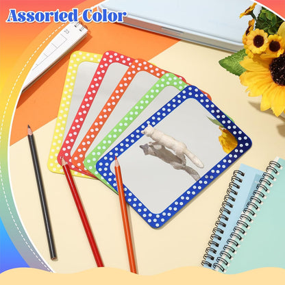 10 Pcs Non Breakable Acrylic Mirror for Kids - 6x4" Bulk Small Pastel Shatterproof Plastic Locker Mirror with Round Corners for School Classroom, Sel, Phonics, DIY Crafts (Classic Colors)