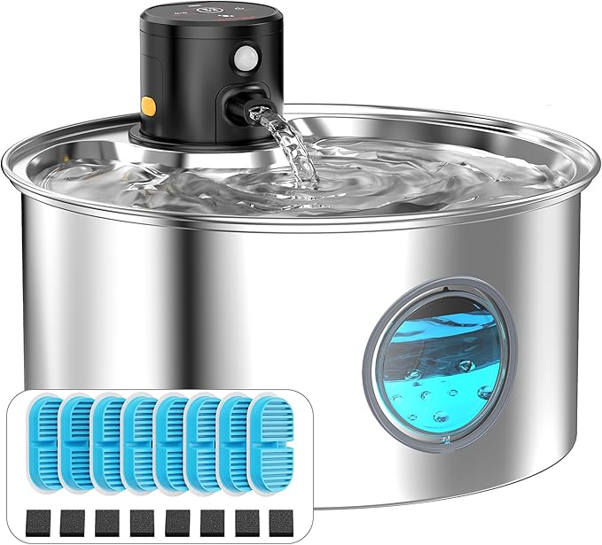 Cat Water Fountain with Motion Sensor: Rechargeable Cat Fountain Wireless by TOONIOOS