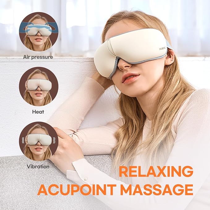HubiCare Eye Massager with Heat, and Music Helps Relieve Strain, Dark Circles - Image 5