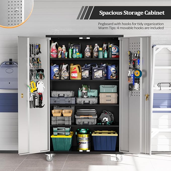 VINGLI Upgraded Wide & Deep Garage Storage Cabinet, Metal Storage Cabinet - Image 3