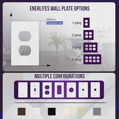 ENERLITES Screwless Duplex Wall Plate, Child Safe Receptacle Outlet Cover - Image 5