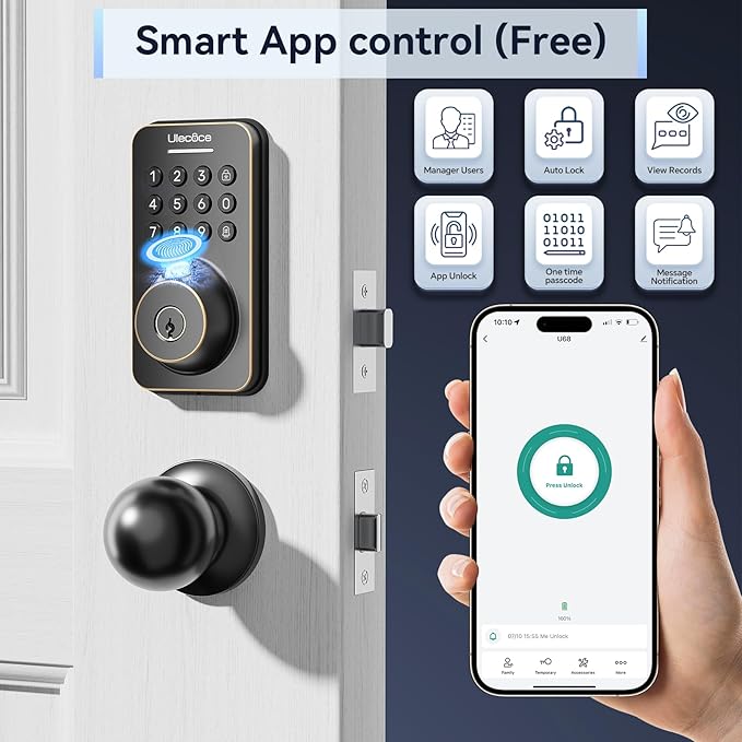 Ulecoce Fingerprint Keypad Deadbolt - Image 3