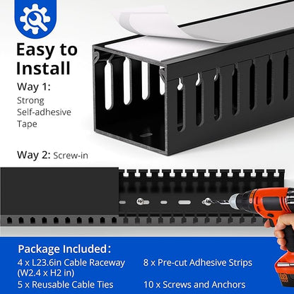 ZhiYo H2in x W2.4in Professional Server Rack Cable Management Raceway, 95in - Image 3