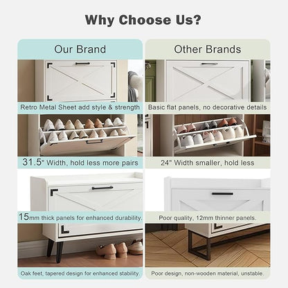 Shoe Storage Cabinet, Farmhouse Shoe Organizer - Image 4