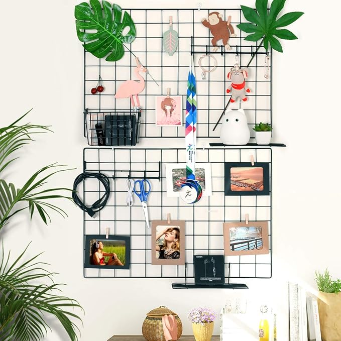 PAMANO Wall Photo Grid Shelf, Wall Hanging Ins Art Display Grid Panel - Image 2