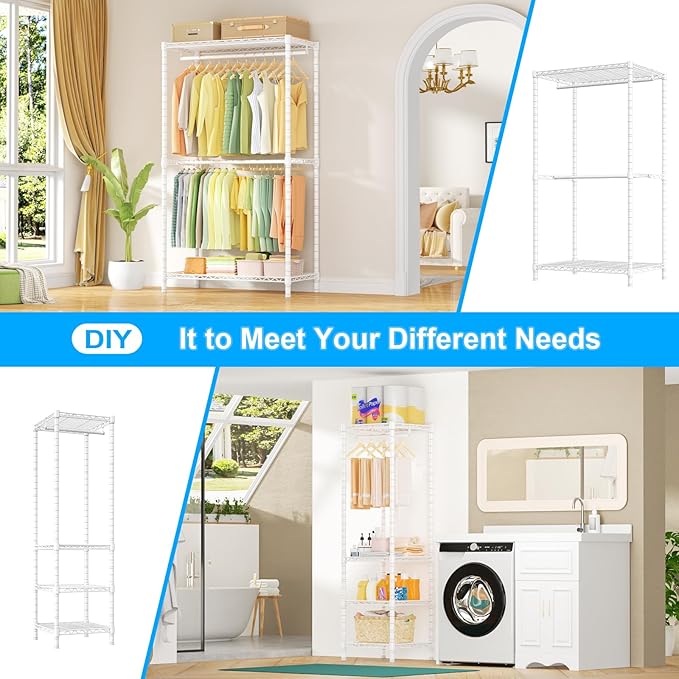 Ulif E10 Clothes Rack（With Stretchable Hanger Rod）Freestanding Clothing Racks - Image 6