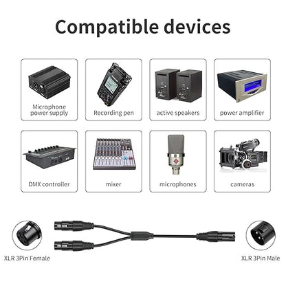 2 Pack XLR Splitter Cable, 1 Maleto 2 Female, 1.5FT Stereo Mic to L&R Audio - Image 2