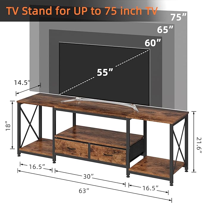 GYIIYUO TV Stand with Fabric Drawers - Image 2