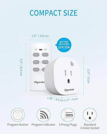 Syantek Remote Control Outlet Wireless Light Switch - Image 8