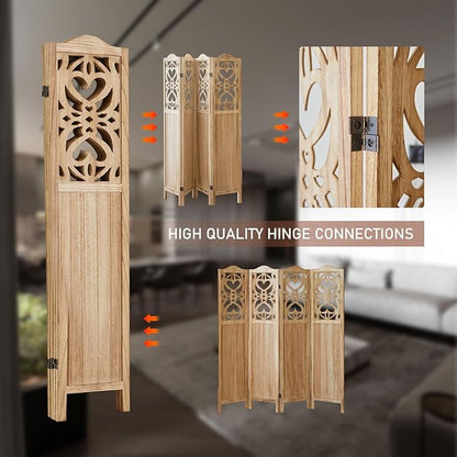 ALeesing 4 Panel Room Divider Fully Assembled, Carved Room Dividers and Folding - Image 8