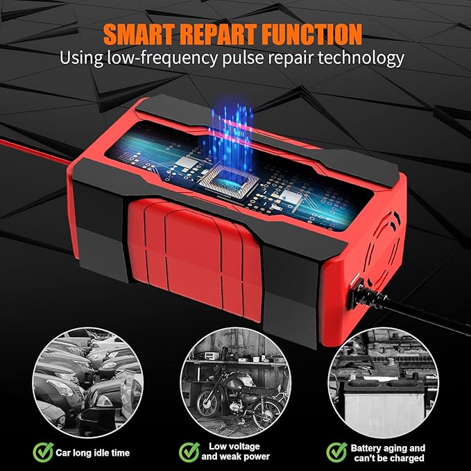 YONHAN Battery Charger 10-Amp 12V and 24V Fully-Automatic Smart Car Battery - Image 3