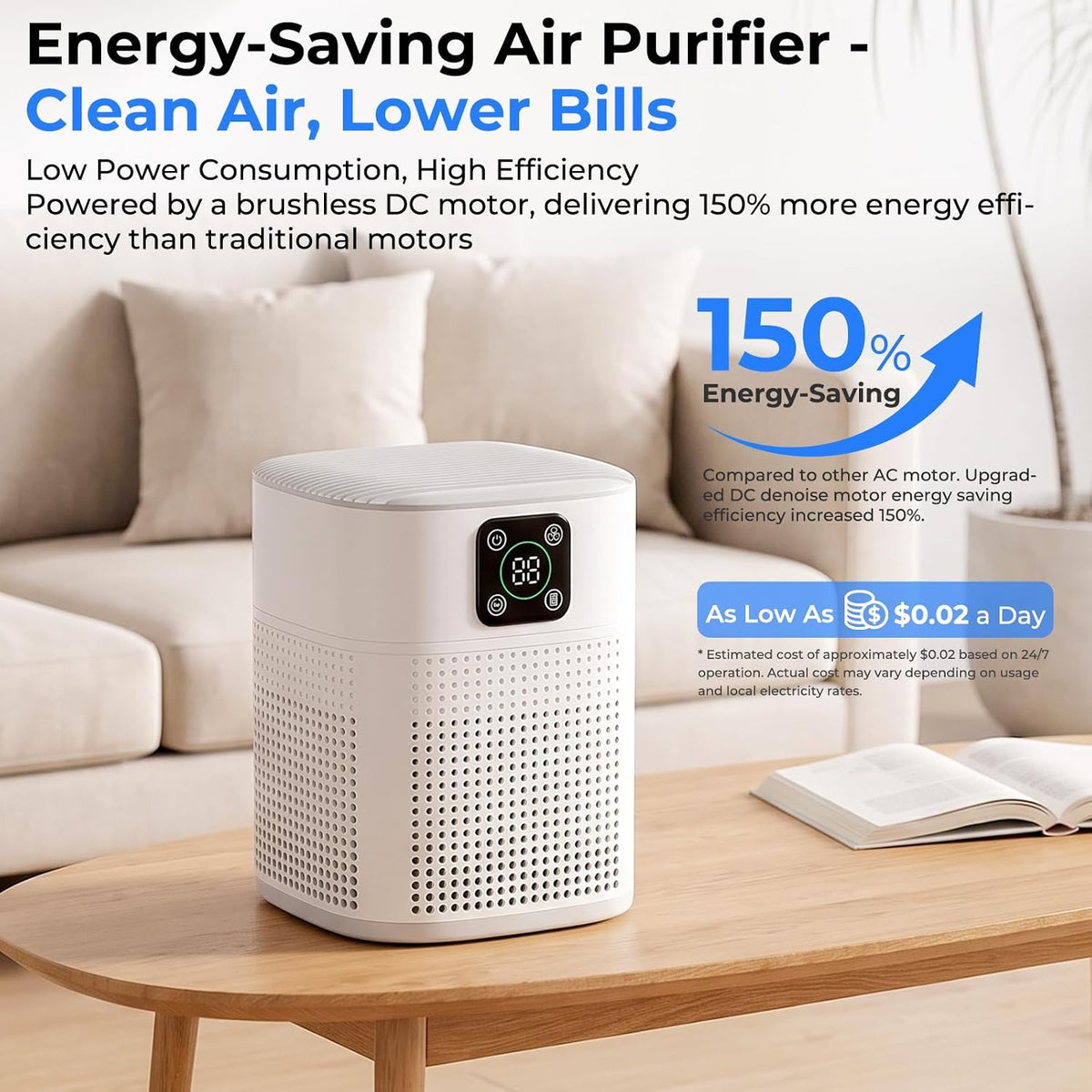 honeyuan air purifiers for bedroom, h13 hepa filter on a desk or shelf