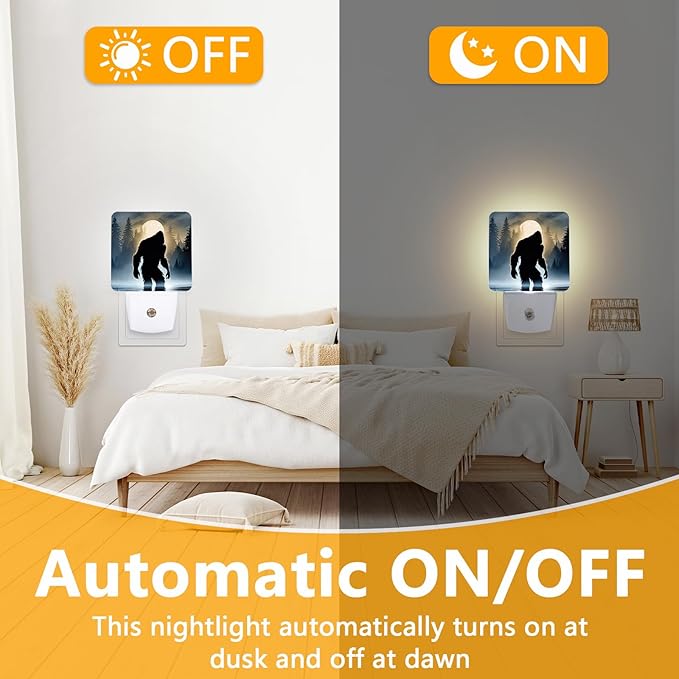 GANTINIR Funny Bigfoot Sasquatch Night Light, Plug-into Forest Moon Nightlight - Image 6
