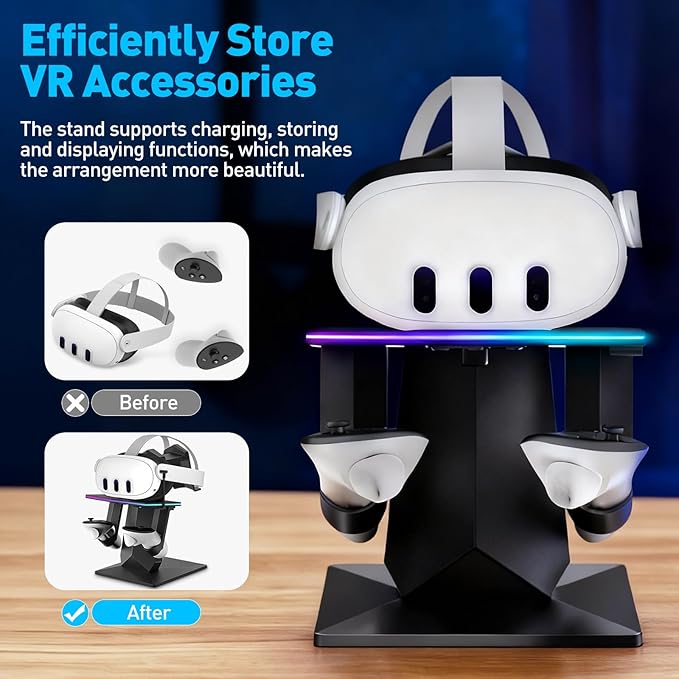 Charging Dock for Meta Quest 3S, Quest 3, 2 or Pro，RGB Charging Vertical - Image 4