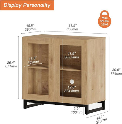 WAMPAT Modern TV Stand with Glass Doors - Image 2