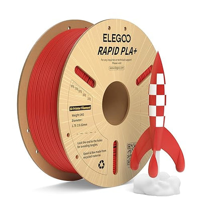 ELEGOO Rapid PLA Plus Filament 1.75mm Red 1KG, PLA+ 3D Printer Filament by ELEGOO