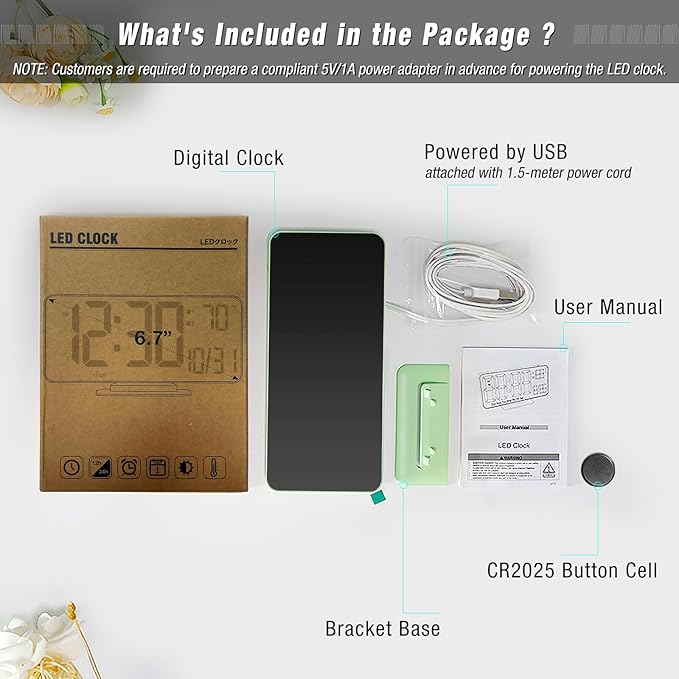 KOSUMOSU Small Digital Clock, 6.7in Alarm Clocks - Image 4