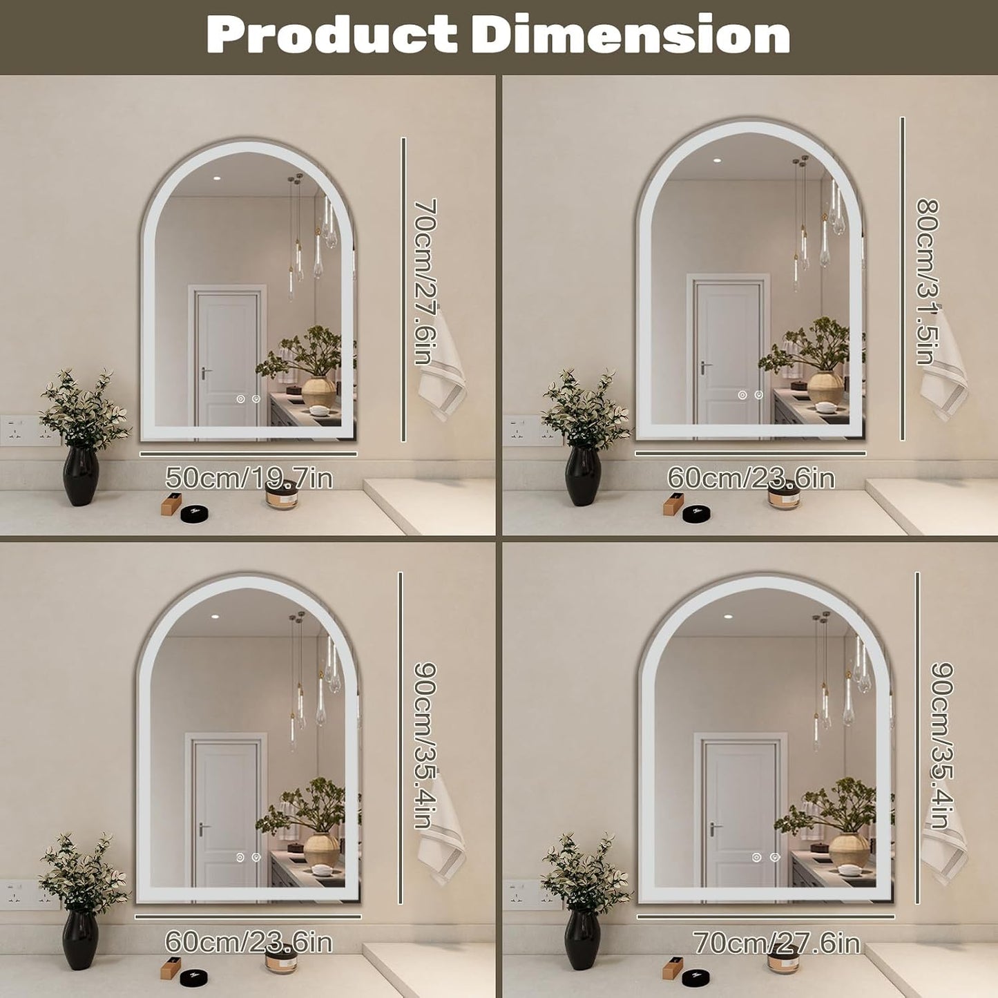 Simple Deluxe 24x32 inch Arched Mirror for Bathroom Vanity Mirror or Wall Decor, Arch Mirror Brushed Metal Frame, Wall Mounted Mirror for Bathroom LivingRoom Bedroom Entryway(24''×32'')