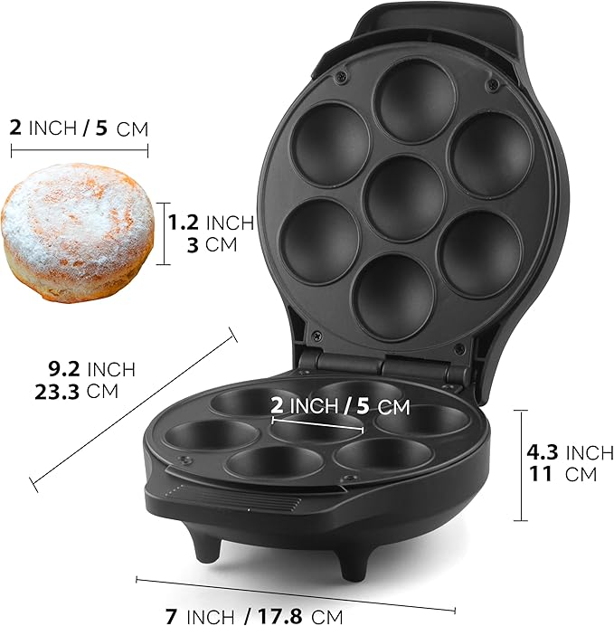 Mini Stuffed Pancakes Maker, Electric Ebleskiver Poffertjes Maker Pan, Danish - Image 7