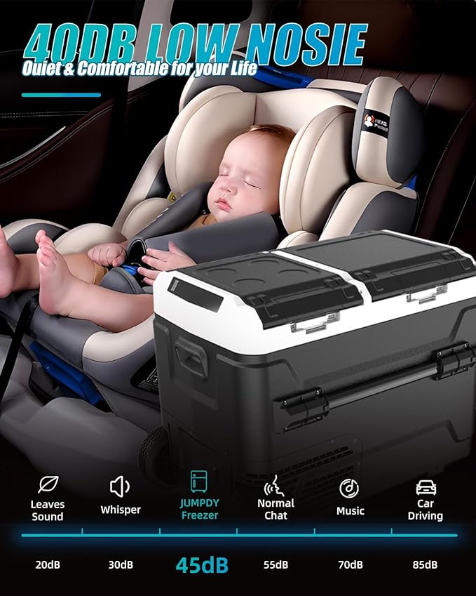 Electric Cooler with Battery 12V 52 Quart Car Refrigerator Dual Zone Dual Door - Image 5