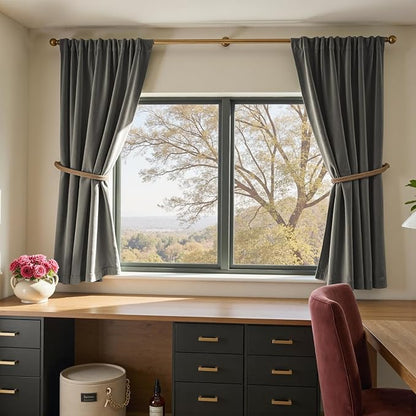 Lazzzy Velvet Blackout Curtains Thermal Insulated Room Window Drapes Super Soft - Image 5