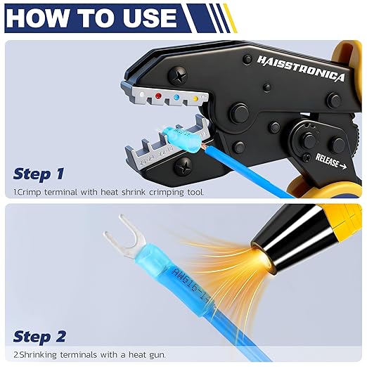 haisstronica 120PCS Heat Shrink Fork Spade Connectors #10 Waterproof Marine - Image 5