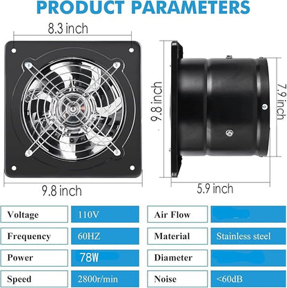 Aydomer 8 Inch Exhaust Fan Metal Ventilation Fan - Image 5
