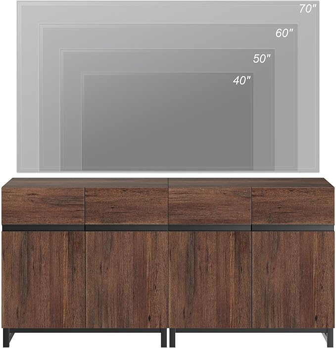 Wampat Modern TV Stand for up to 70 inch TVs, 2 in 1 Entertainment Center - Image 5