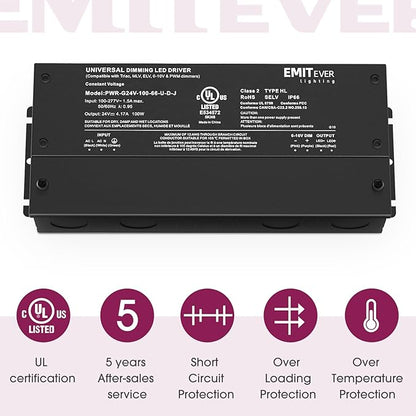 EMITEVER Dimmable Led Driver, 2 Packs 100W AC 110V-277V to DC 24V Transformer - Image 7