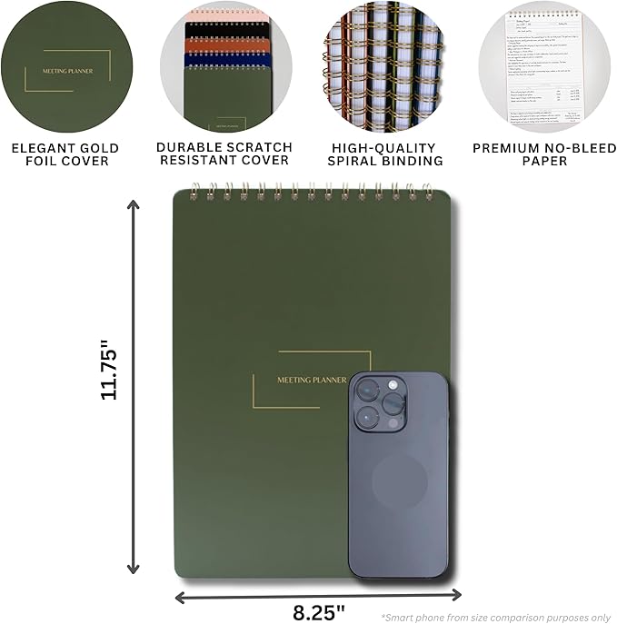 | Meeting Notebook for Work | 8.25" x 11.75" | Project Planner | Simple Design - Image 2