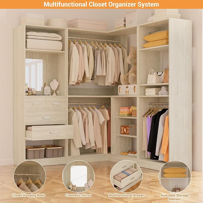 Unikito 86 Inch Closet System, 3 Sets Corner Closets Organizer - Image 2