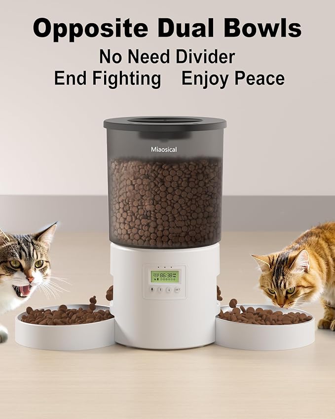 Automatic Cat Feeder for 2 Cats, 4.2L Dual Food Dispenser, Portion Control - Image 3